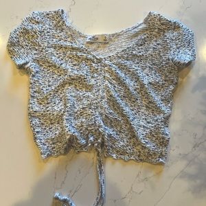 Baby blue and sage green ruched Hollister short sleeve top